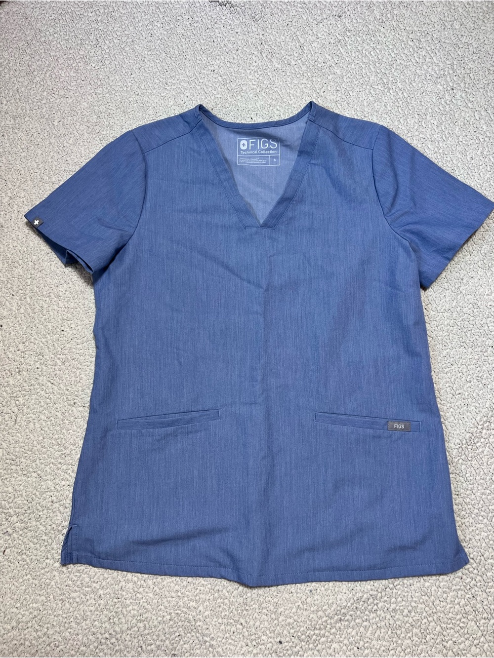 Figs Casma Top Heather Blue Short Sleeve V-Neck Nurse Vet Hospital Size Small